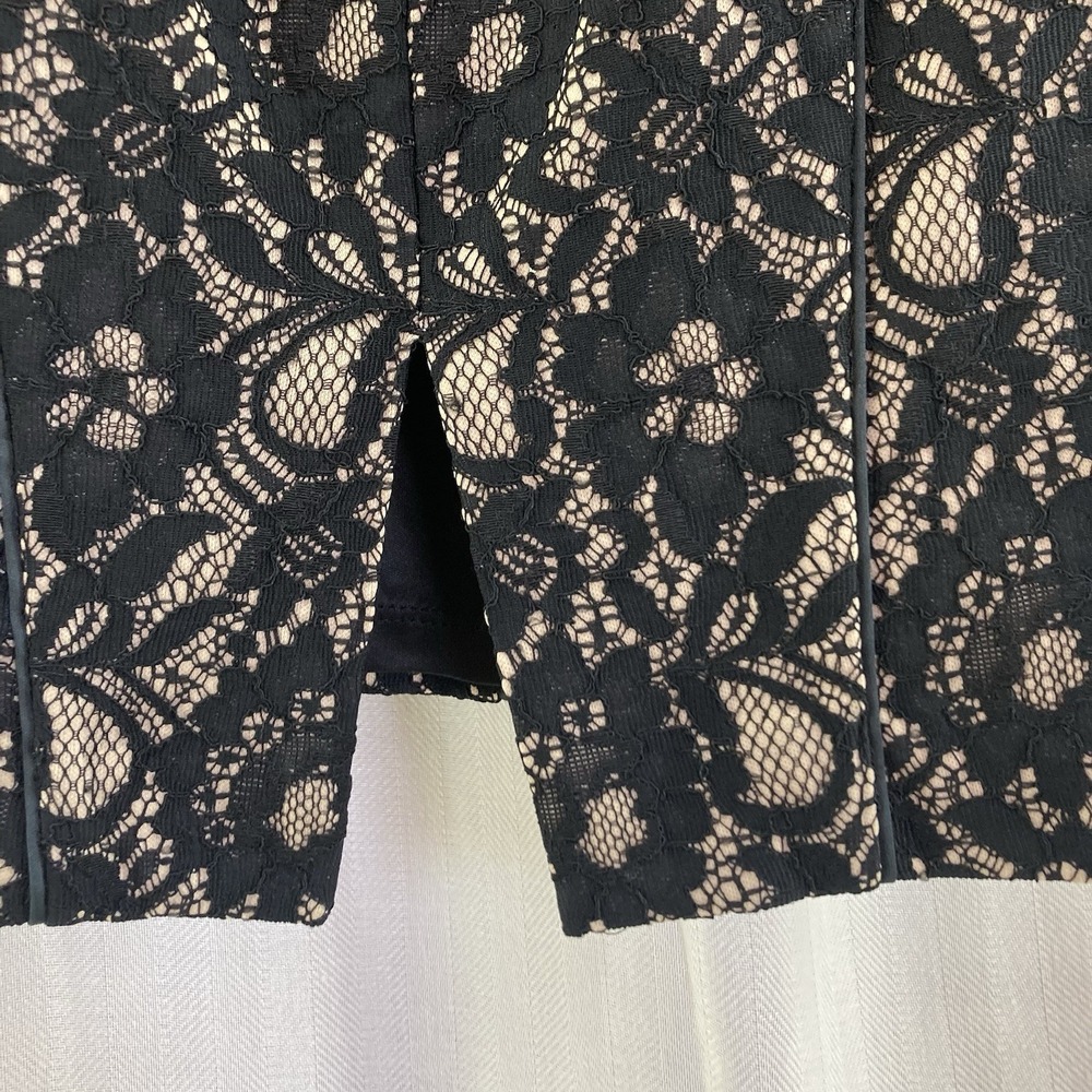 Express Cream Black Lace Overlay Skirt Women's Mini Size 00 Club Date Night - Picture 4 of 5